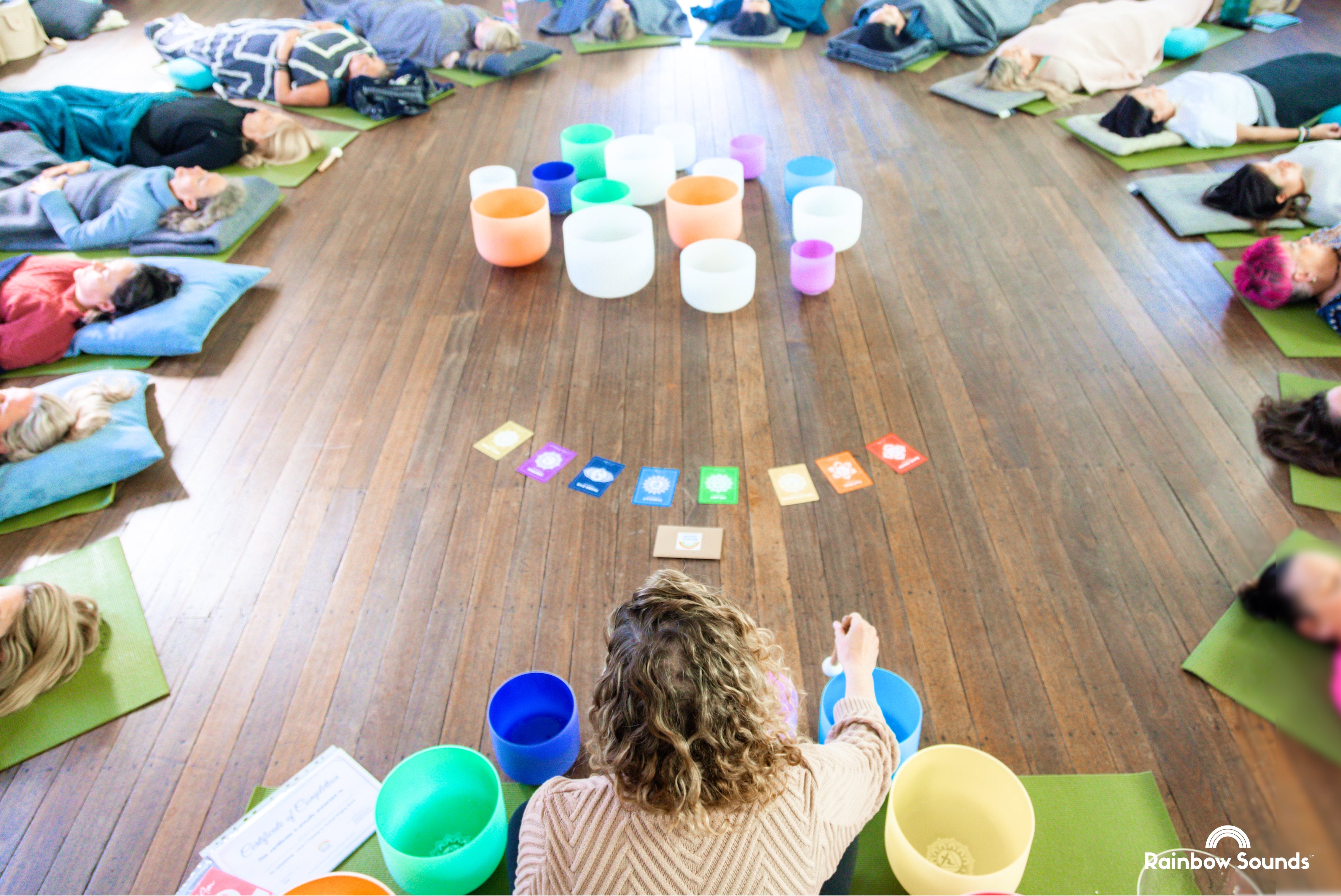 Sound baths with crystal singing bowls