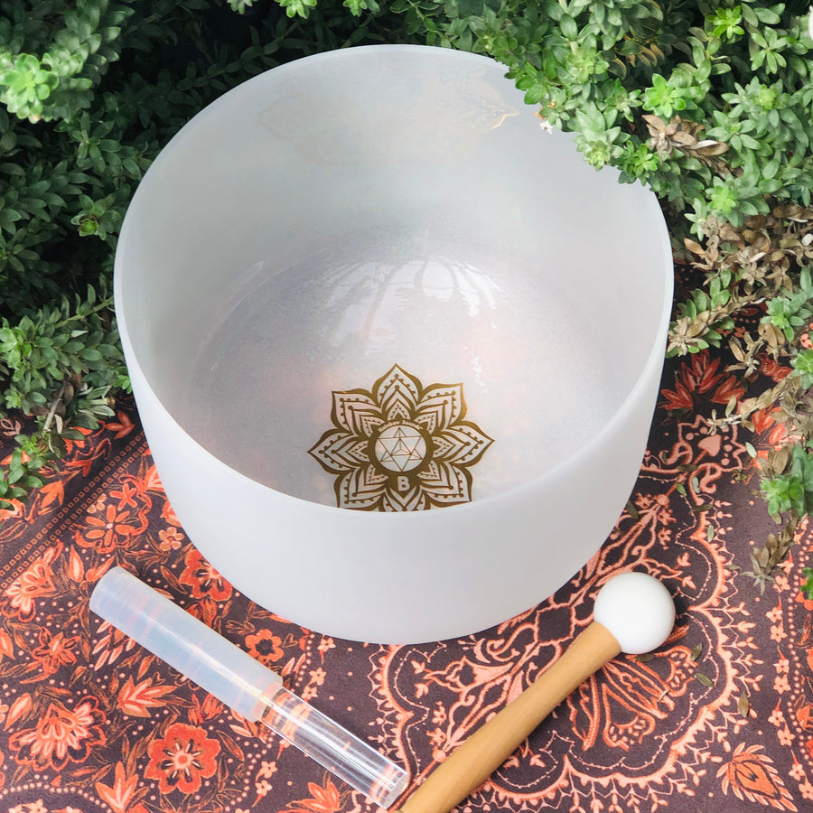 Earth & Soul Stars︱Set of 2 Crystal Singing Bowls in Beige Bag
