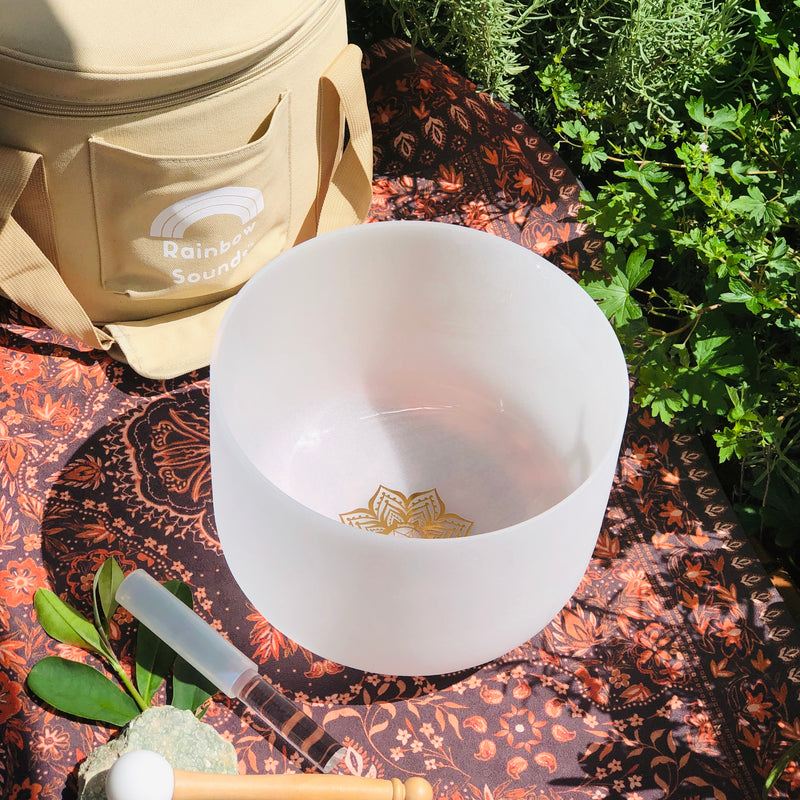 EARTH STAR Chakra 10" Crystal Singing Bowl in Beige Bag