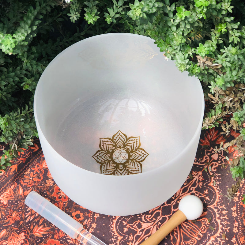 EARTH STAR Chakra 10" Crystal Singing Bowl in Beige Bag