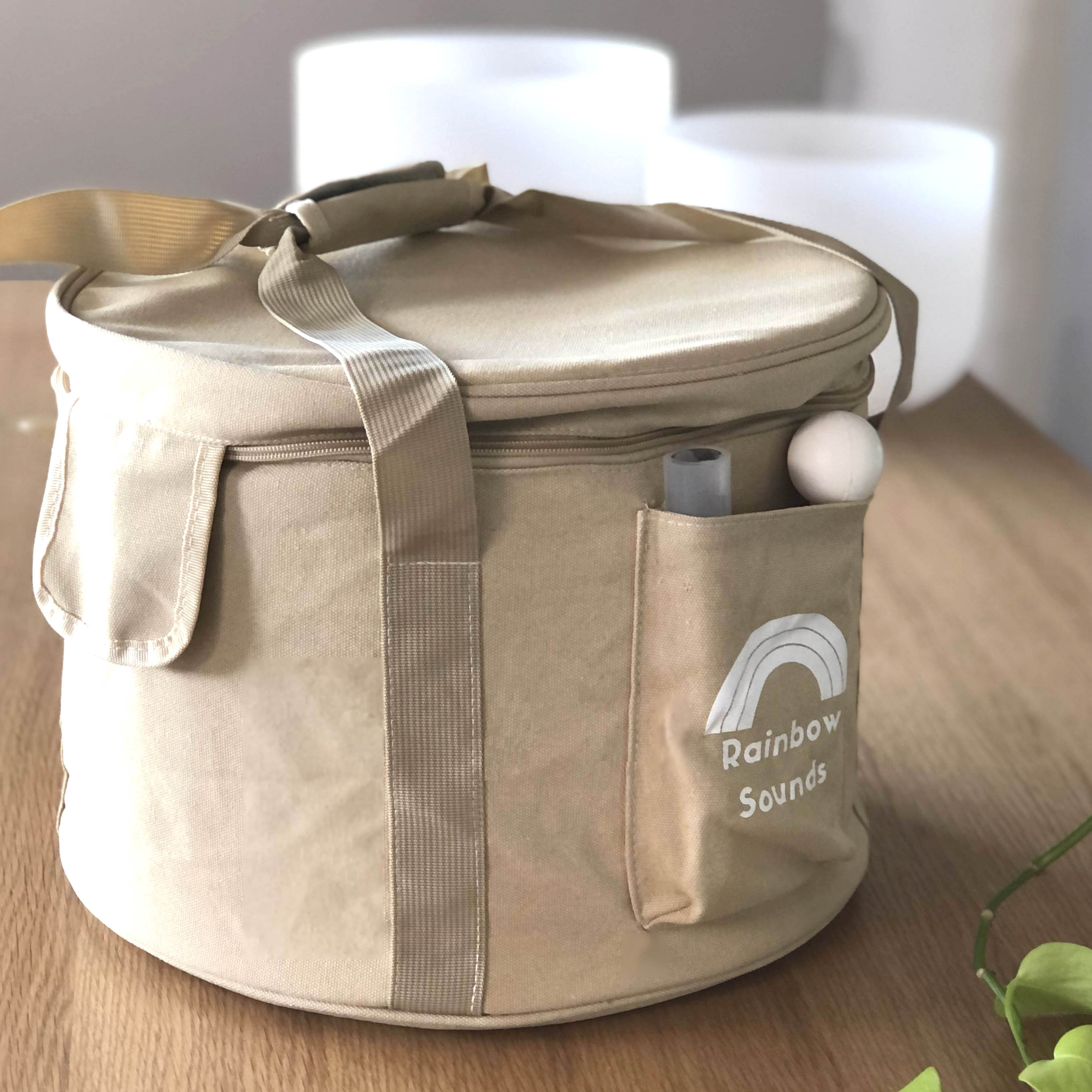 12" Beige Carry Bag with Nesting Pouches (holds set of 4 bowls)