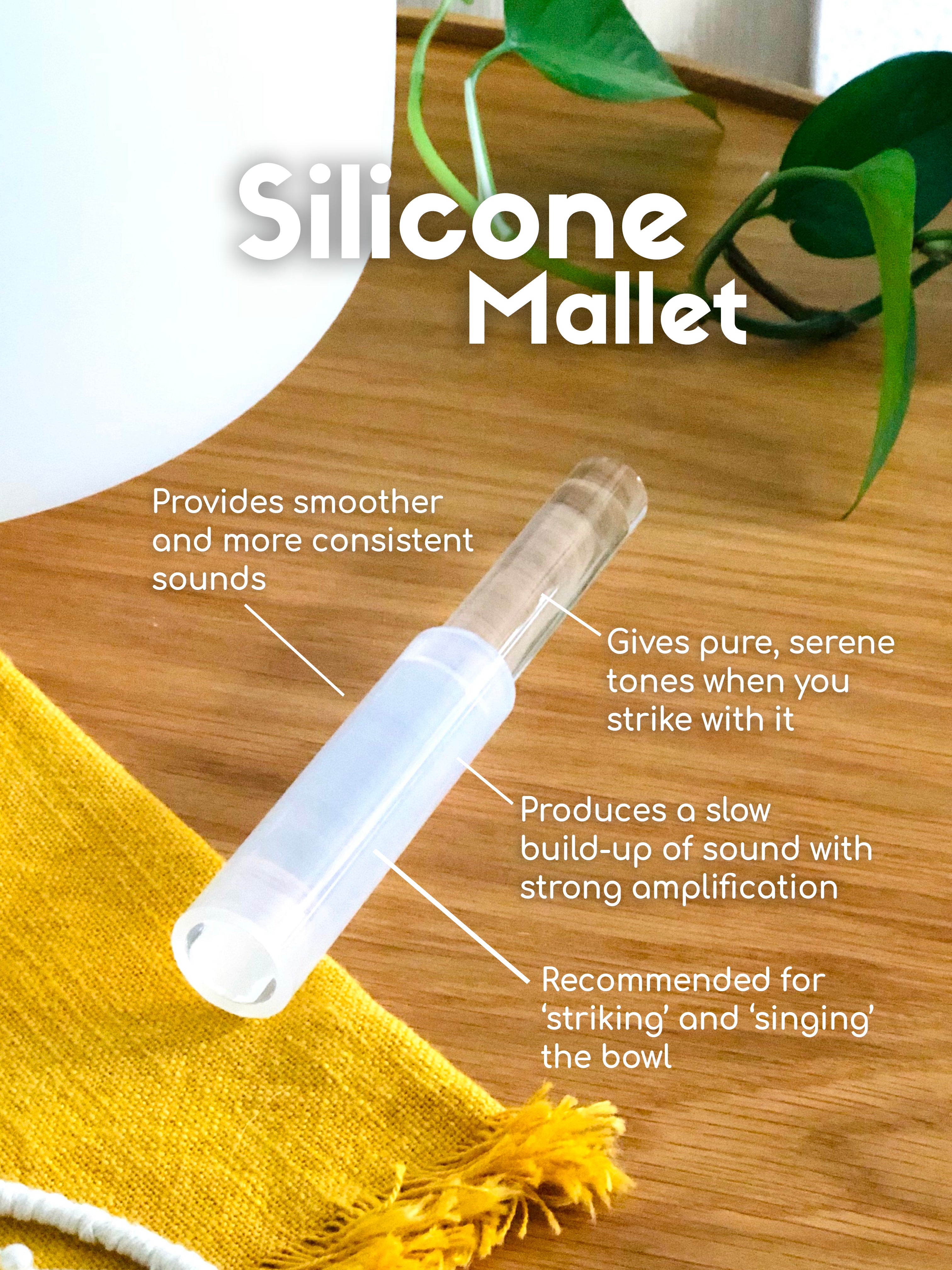 Crystal singing bowl silicone mallet
