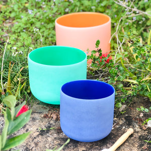 Set of 3 Colour Crystal Singing Bowls