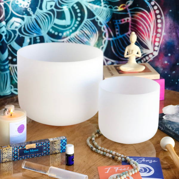 Load image into Gallery viewer, Goddess Set – Sacral &amp; Third Eye Chakra Crystal Singing Bowls
