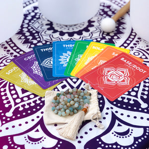 Meditation Accessories Pack: Mala Beads + Chakra Cards
