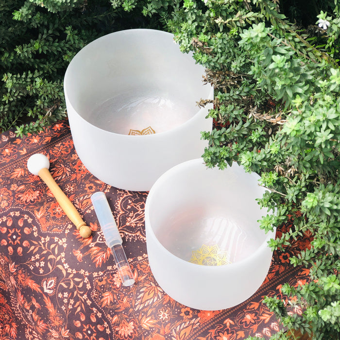 Set of 2 Earth Star Soul Star Set of White Crystal Singing Bowls | High ...