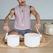 Earth & Soul Stars︱Set of 2 Crystal Singing Bowls in Beige Bag