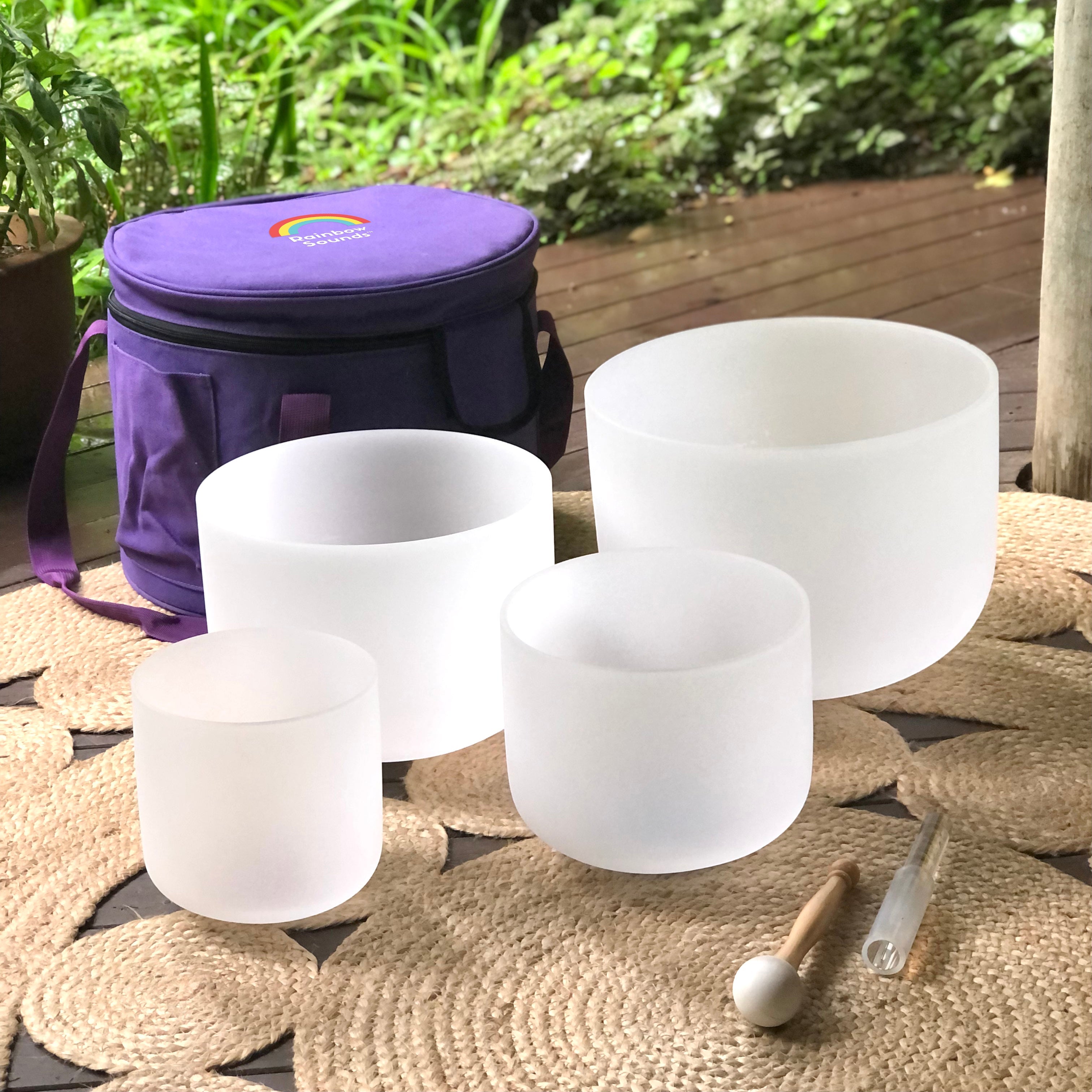 Crystal Sound Bowls White Set of 4