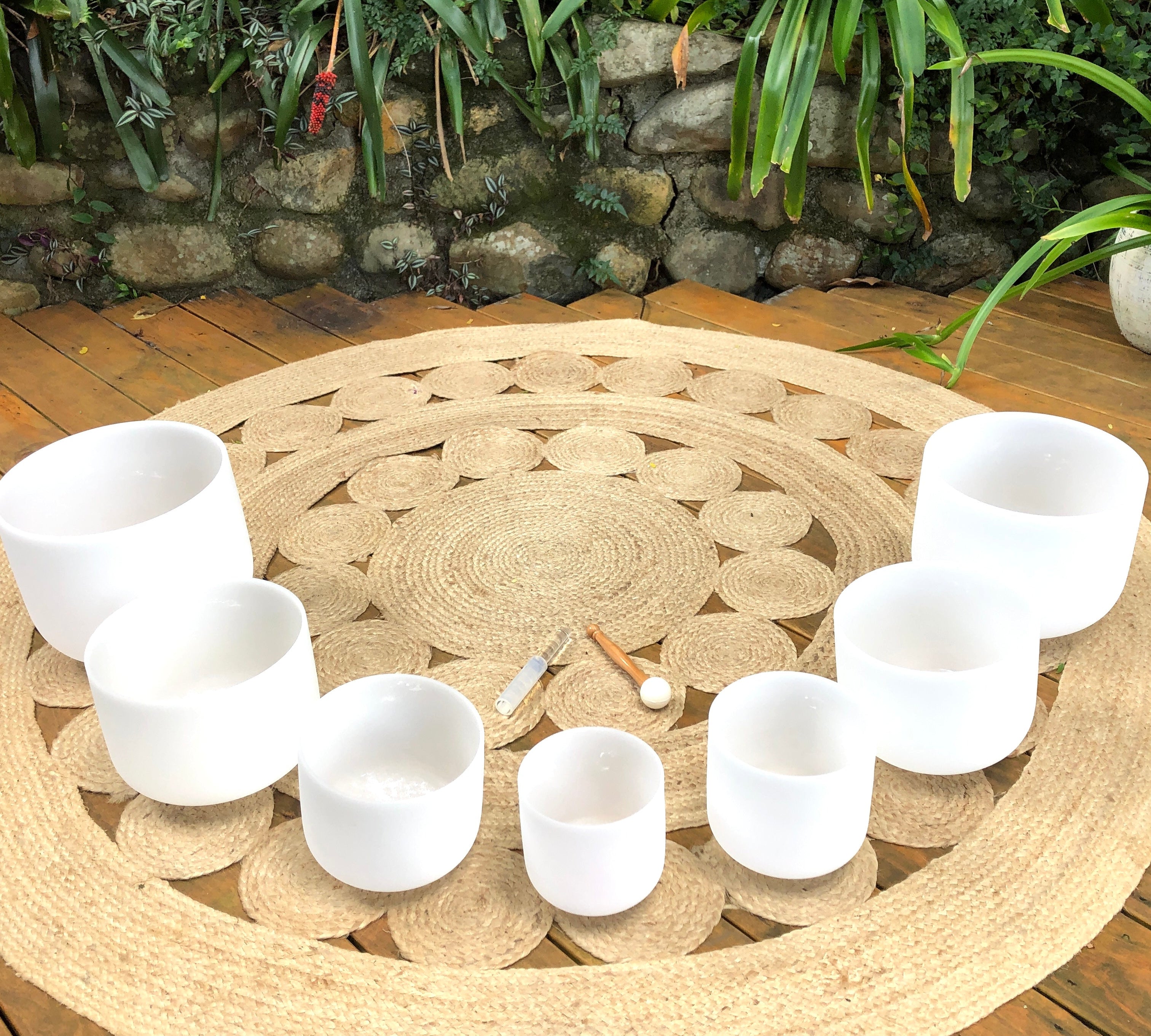 White sound healing bowls