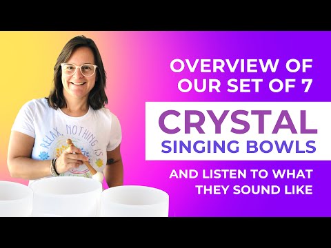 Load and play video in Gallery viewer, Set of 7 White Crystal Singing Bowls
