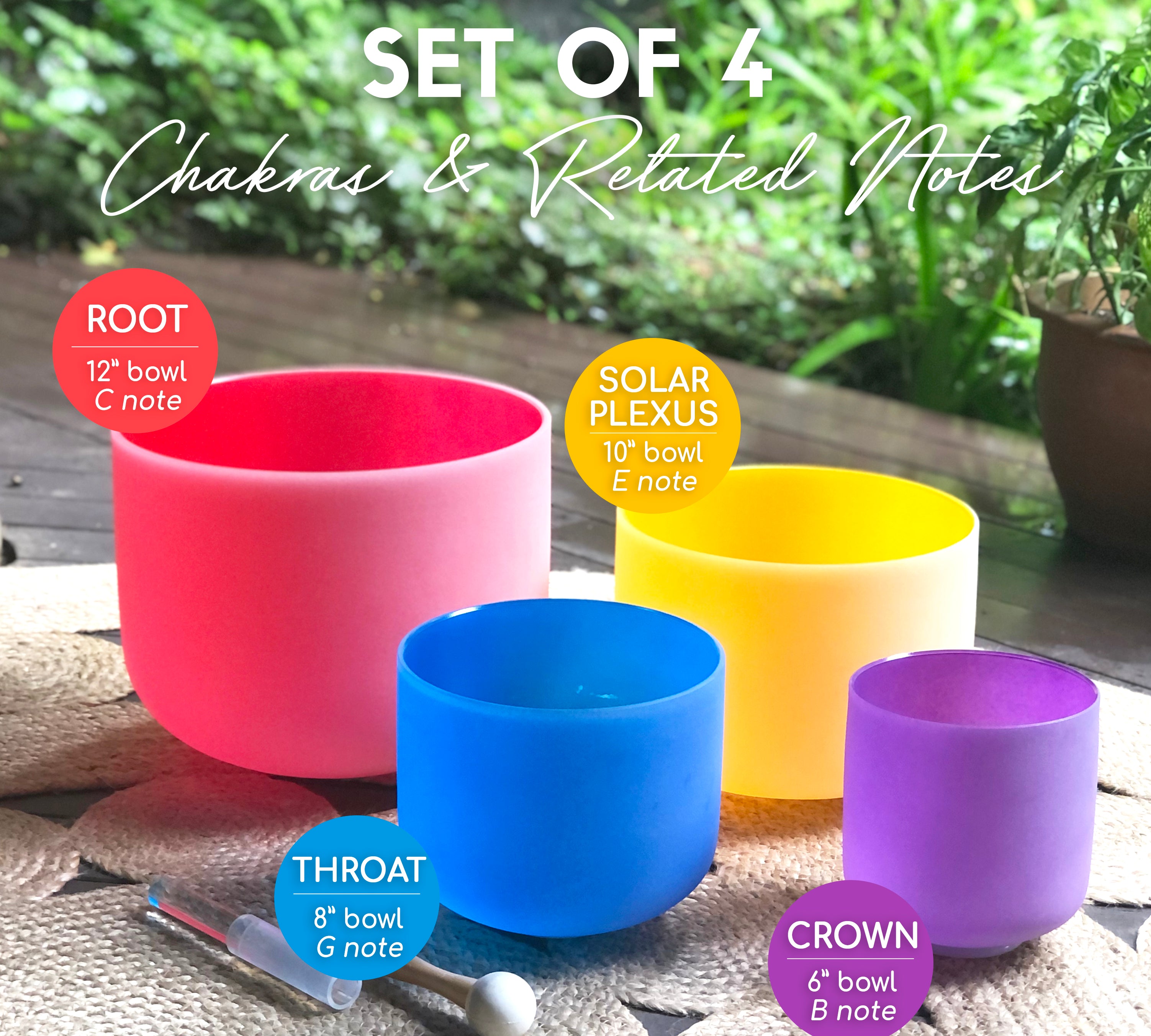 Root bowl in set of 4 crystal singing bowls