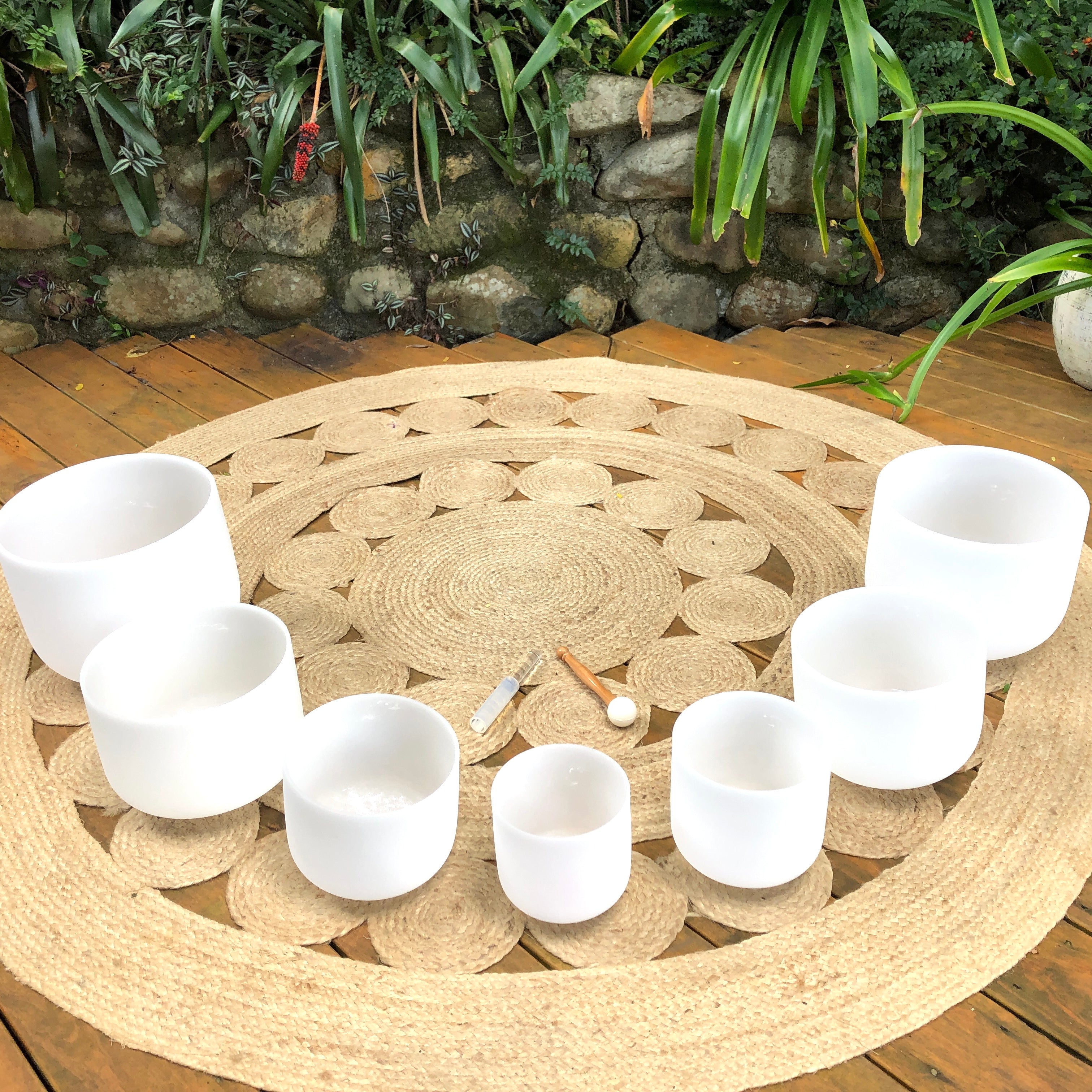White sound healing bowls
